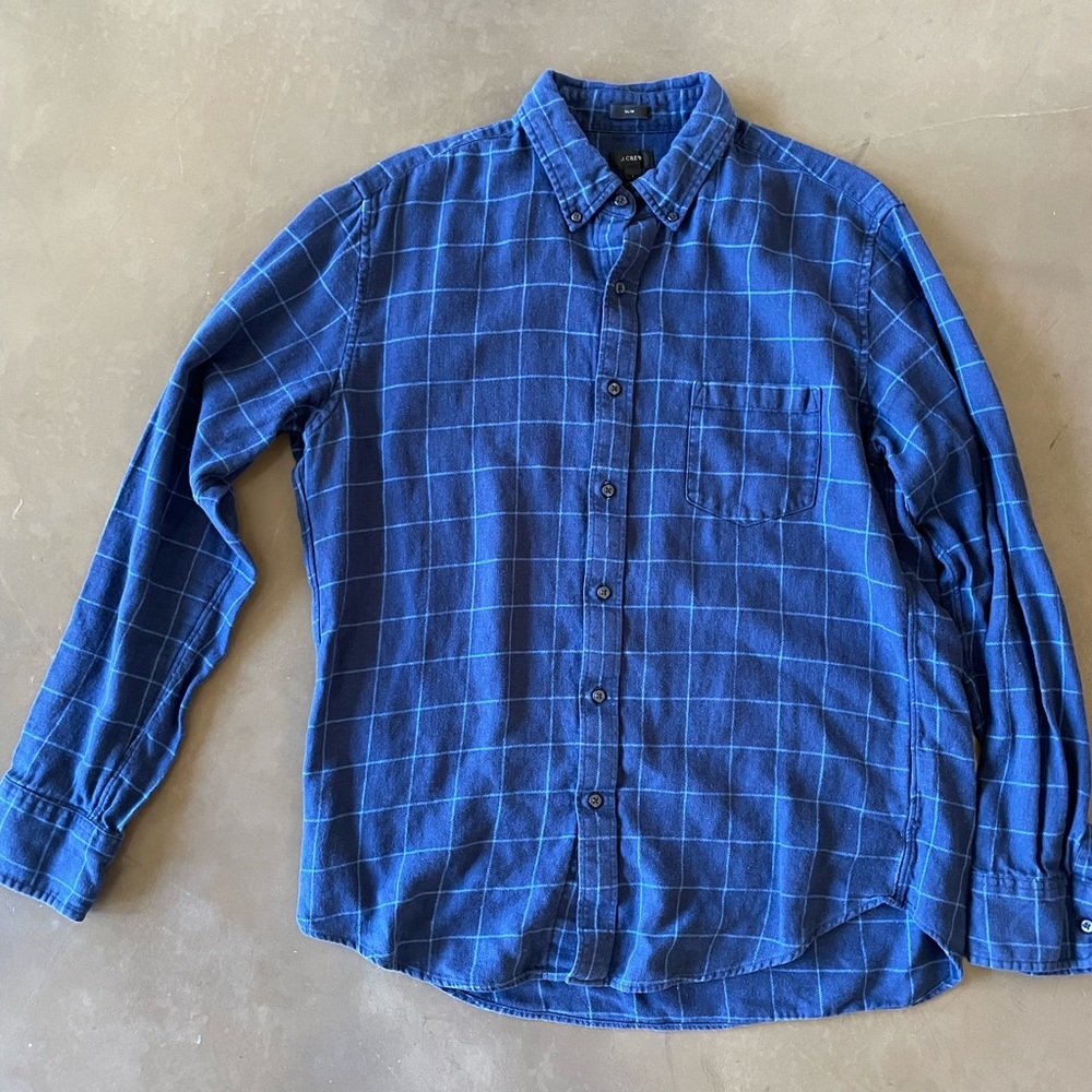 Blue J Crew windowpane button down